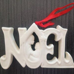 NOEL HOLY FAMILY MARY JESUS PORCELAIN CREAM CHRISTMAS TREE ORNAMENT NEW SET 12